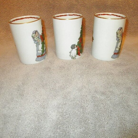 Vtg Fitz And Floyd Deck The Halls Coffee Tea Mugs Set Of 3 Lot Christmas Japan - Picture 3 of 9